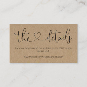 Wedding Website Enclosure Card - Rustic Kraft