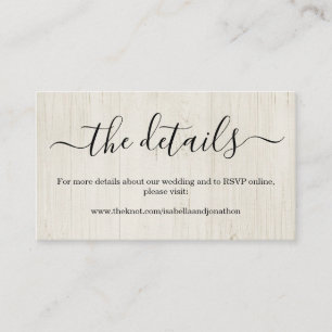 Wedding Website Enclosure Card - Rustic Wood