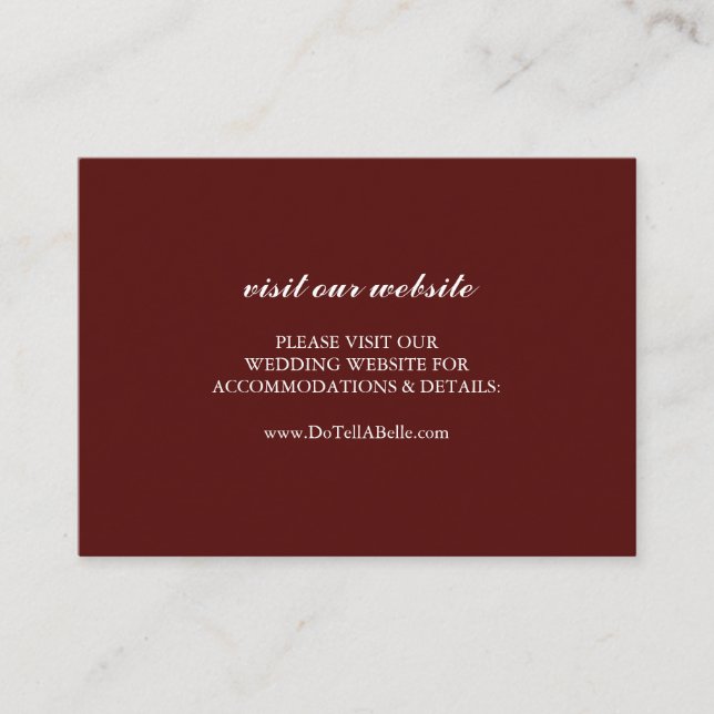 Wedding Website Insert Card Burgundy (Front)