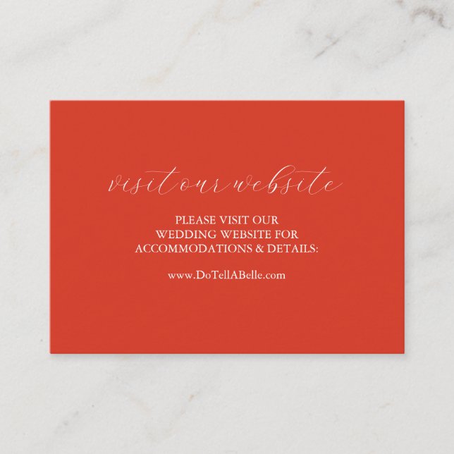 Wedding Website Insert Card Red Script (Front)