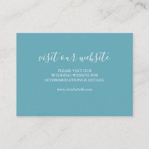 Wedding Website Insert Card Turquoise Blue Script