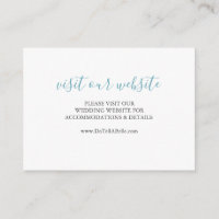 Wedding Website Insert Card Turquoise Blue Script