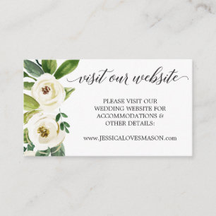 Wedding Website Insert Card - White Roses
