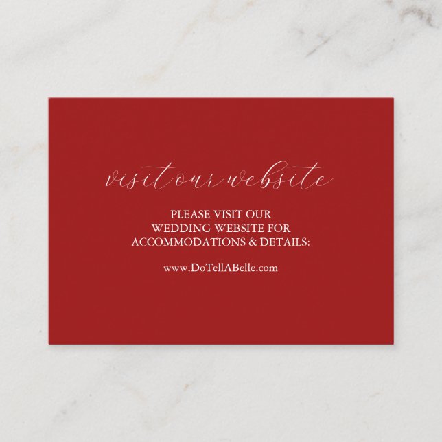 Wedding Website Insert Card Winter Berry Red (Front)