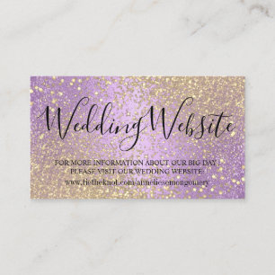 Wedding Website - Lavender and Gold Glitter Enclosure Card