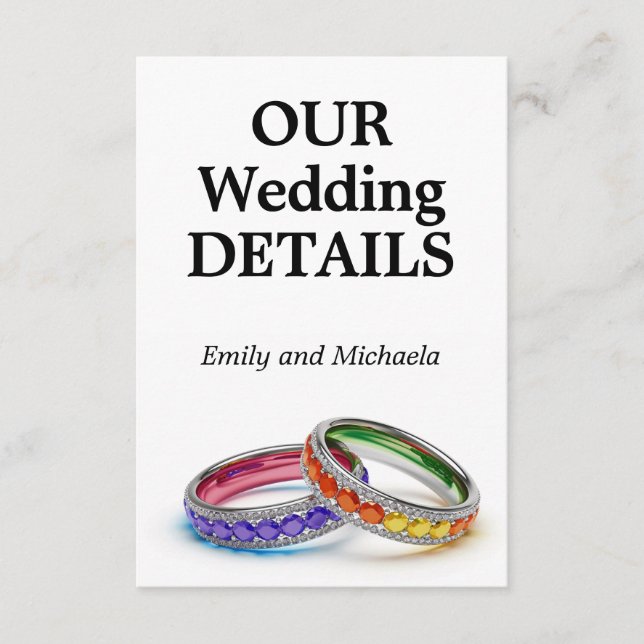 🌈  Wedding Website LGBTQ Intertwined in Pride Enclosure Card (Front)