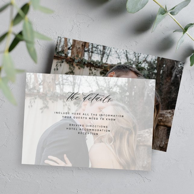 Wedding website minimal photo details enclosure card (Creator Uploaded)