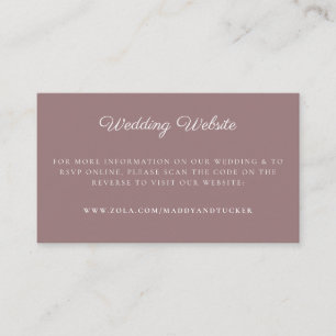 Wedding Website Minimalist Mauve RSVP QR Code Enclosure Card