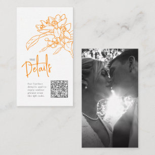 Wedding website orange blossom details QR wedding  Enclosure Card