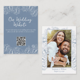 Wedding Website Periwinkle Blue Boho Floral Enclosure Card