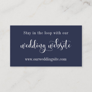 Wedding Website, Pretty Modern Script over Navy Enclosure Card