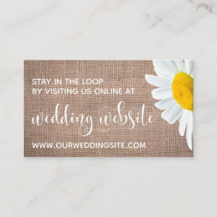 Wedding Website, Pretty Script, Burlap & Daisies Enclosure Card