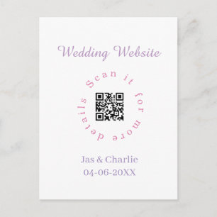 wedding website purple pink scan QR cicular elegan Postcard