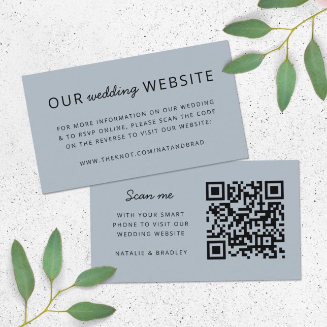 Wedding Website | QR Code Blue Modern Minimal Enclosure Card (Direct guests seamlessly to your wedding website using this QR code soft blue enclosure card)