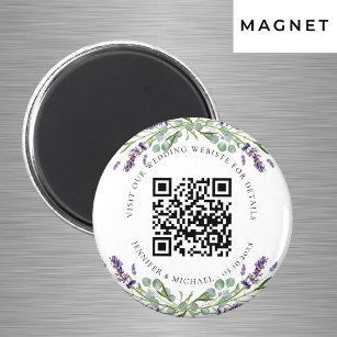 Wedding website QR code details rsvp lavender Magnet