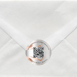 Wedding website QR code details rsvp silver rose Classic Round Sticker<br><div class="desc">Add your url for your wedding website.  For information,  details,  online rsvp. A faux silver looking background,  decorated with rose gold marble veins.</div>