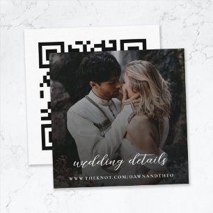 Wedding Website   QR Code Elegant Photo RSVP Enclosure Card
