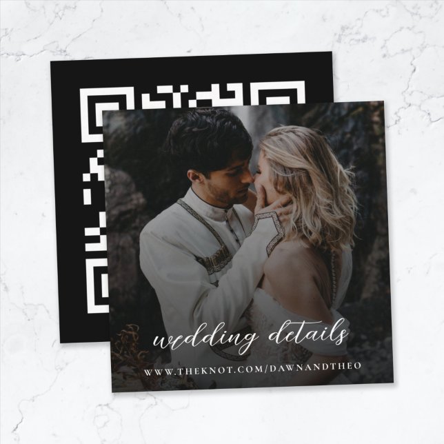 Wedding Website | QR Code Elegant Photo RSVP Enclosure Card (Creator Uploaded)