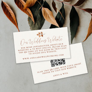 Wedding Website QR Code Fall Leaves Wedding Enclosure Card