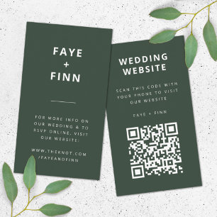 Wedding Website QR Code Green Scandi Minimalist Enclosure Card