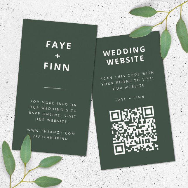 Wedding Website | QR Code Green Scandi Minimalist Enclosure Card (Creator Uploaded)