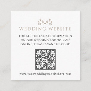 Wedding website QR code heart leaf monogram Enclosure Card