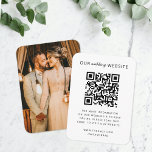 Wedding Website | QR Code Minimalist Photo RSVP Enclosure Card<br><div class="desc">Simple, stylish wedding website photo enclosure card in a modern minimalist design style with an elegant natural script typography in classic black and white, with an informal handwriting style font. The text can easily be personalised with your names, wedding website, scannable QR code and message for a unique one of...</div>