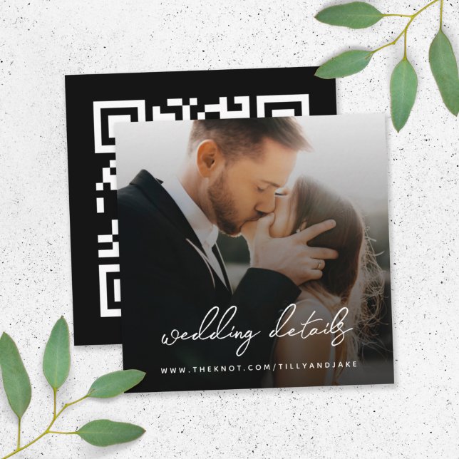 Wedding Website | QR Code Minimalist Photo RSVP Enclosure Card (Creator Uploaded)