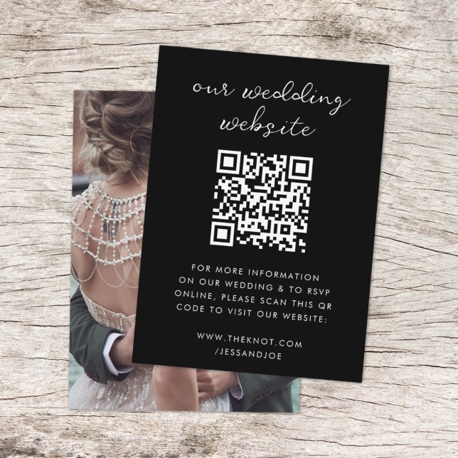 Wedding Website | QR Code Minimalist Photo RSVP Enclosure Card (Creator Uploaded)