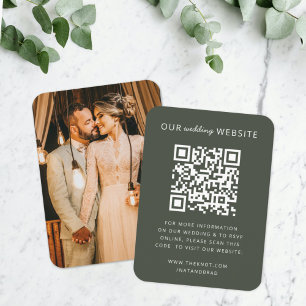 Wedding Website QR Code Minimalist Photo RSVP Enclosure Card