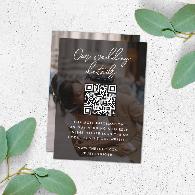 Wedding Website | QR Code Minimalist Photo RSVP Enclosure Card (Creator Uploaded)