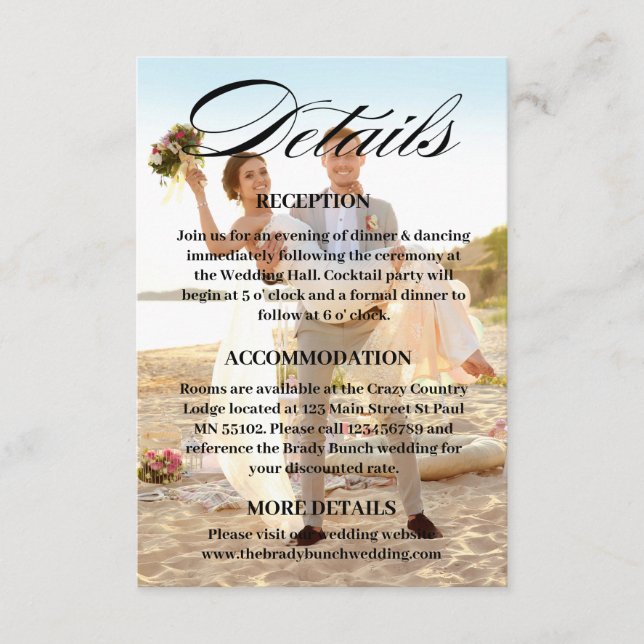 Wedding Website QR Code Photo - Registry RSVP etc  Enclosure Card (Front)