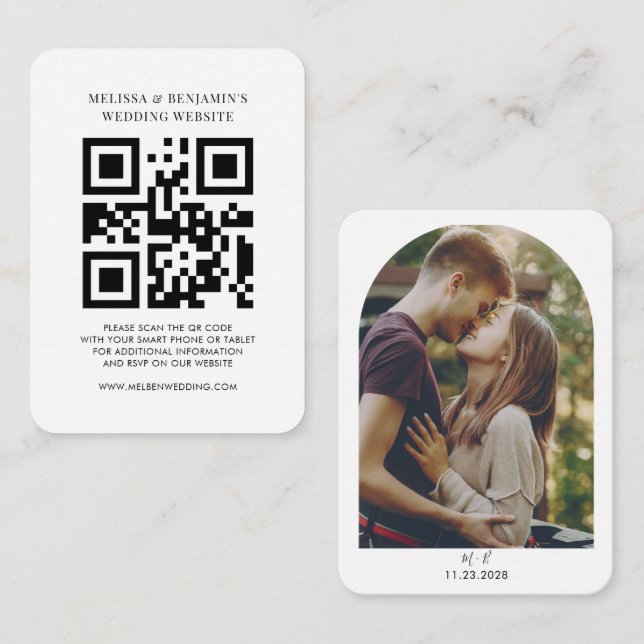 Wedding Website QR Code Photo RSVP Enclosure Card (Front/Back)