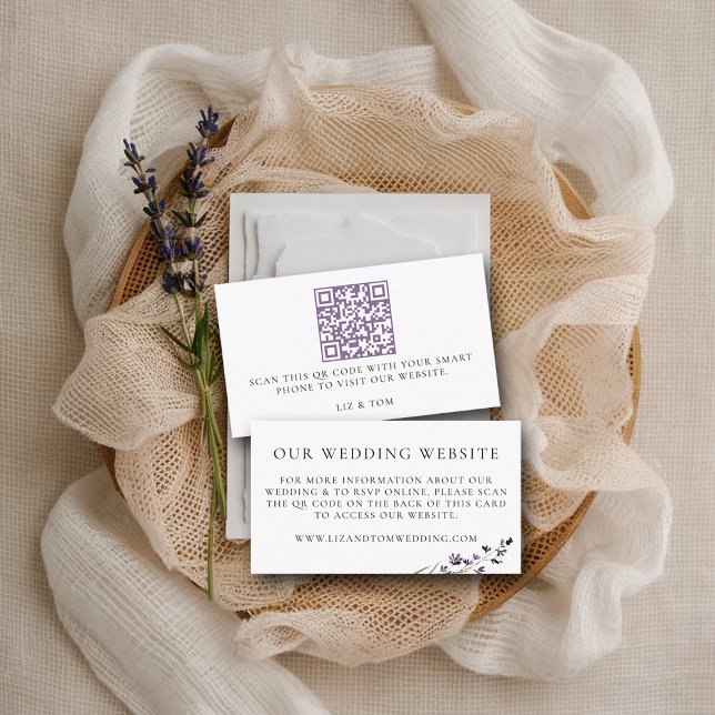 Wedding Website QR Code Rustic Lavender Wedding Enclosure Card (lavender wedding website provence wreath modern classic elegant watercolor theme)