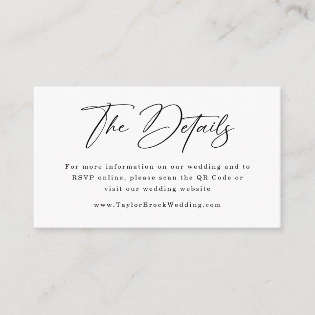 Wedding Website | QR Code Wedding RSVP  Enclosure Card (Front)