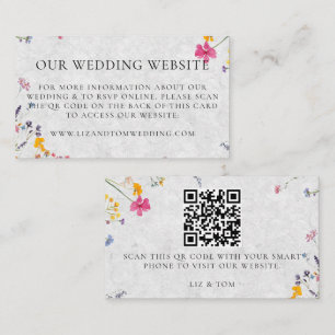 Wedding Website QR Code Wildflower Garden Ivory Enclosure Card