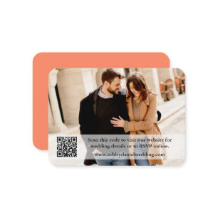 Wedding Website QR Overlay Photo Coral Enclosure Card