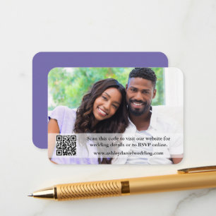 Wedding Website QR Overlay Photo Periwinkle Enclosure Card