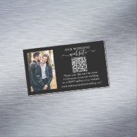 Wedding Website QR Photo 25 Black Magnet Cards