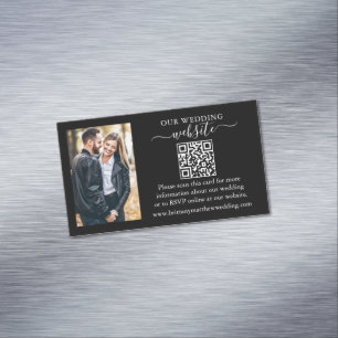 Wedding Website QR Photo 25 Black Magnet Cards