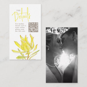 Wedding website QR wedding yellow leucadendron Enclosure Card