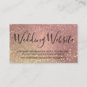 Wedding Website - Rose Gold and Gold Glitter Enclosure Card