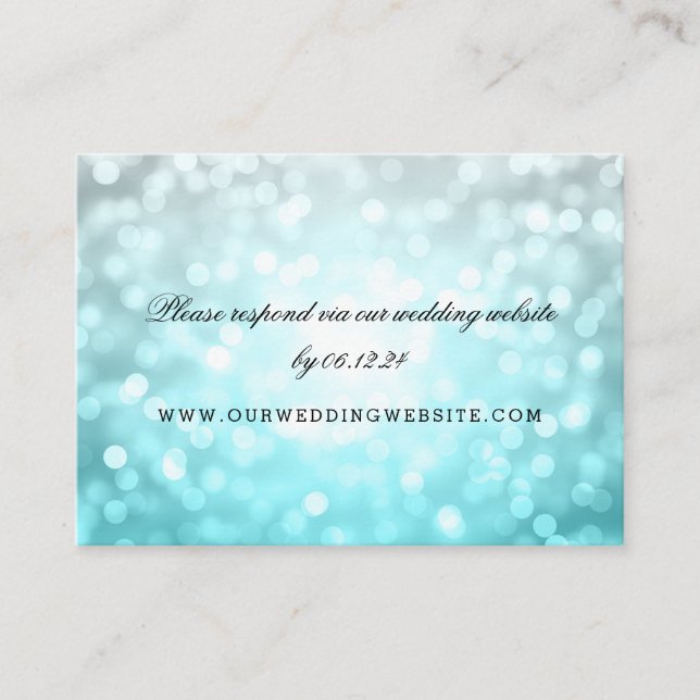 Wedding Website RSVP Beach Ombre Glitter Lights Enclosure Card (Front)
