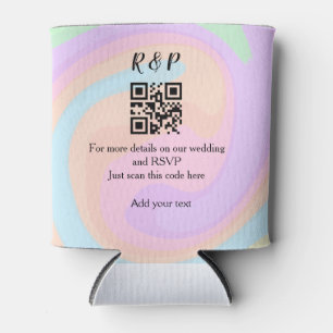 Wedding website rsvp q r code add name text  can cooler