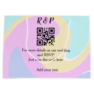 Wedding website rsvp q r code add name text  large gift bag