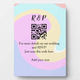 Wedding website rsvp q r code add name text  plaque