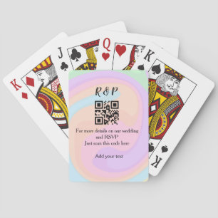Wedding website rsvp q r code add name text playing cards