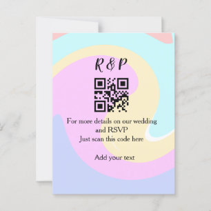 Wedding website rsvp q r code add name text  postcard