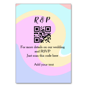 Wedding website rsvp q r code add name text  table number