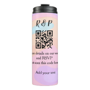 Wedding website rsvp q r code add name text  thermal tumbler